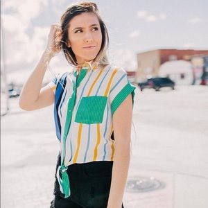 FAVLUX Striped Tie Front Top